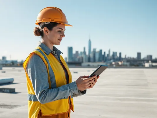 Commercial roofing expert inspecting a roof in Sydney North